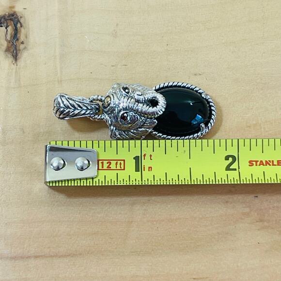 John Hardy Pendant Enhancer Jai Sterling 14K Gold Elephant Garnet Eyes - Picture 13 of 16